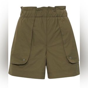 HELMUT LANG Gathered twill shorts army green XS